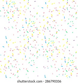 Seamless background with many tiny round confetti pieces. Vector illustration.