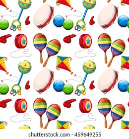 Seamless background with many toys illustration