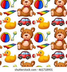 Seamless background with many toys illustration