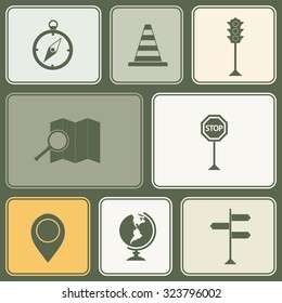 Seamless background with map and location sign for your design