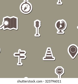 Seamless background with map and location sign for your design