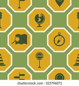 Seamless background with map and location sign for your design