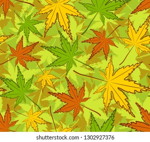 Seamless background with maple leaves. 