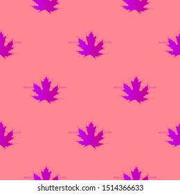 Seamless background. Maple leaves surrounded by dots.