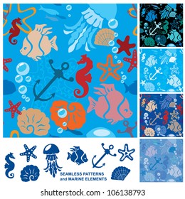 Seamless background with Marine life