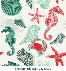 Seamless background with Marine life