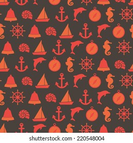 seamless background with marine recreation symbols