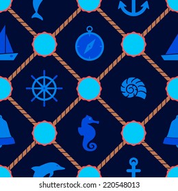 seamless background with marine recreation symbols