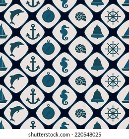 seamless background with marine recreation symbols