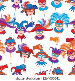 Seamless background of masquerade masks
