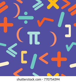 Seamless background with mathematical signs