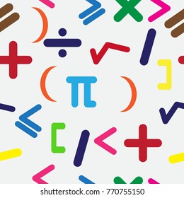 Seamless background with mathematical signs