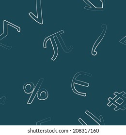 Seamless background with mathematical symbols