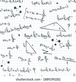 Seamless background with mathematical and triganometric formulas.