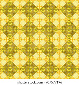 Seamless background. Maximal element tiles geometric seamless pattern in yellow, orange and green colors. Vector illustration.
