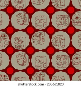 Seamless background with Maya head numerals glyphs for your design