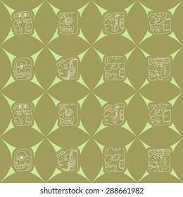 Seamless background with Maya head numerals glyphs for your design