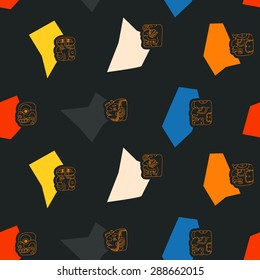 Seamless background with Maya head numerals glyphs for your design