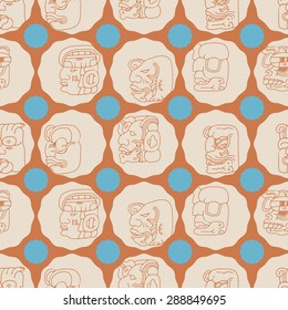 Seamless background with Maya head numerals glyphs for your design