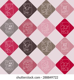 Seamless background with Maya head numerals glyphs for your design