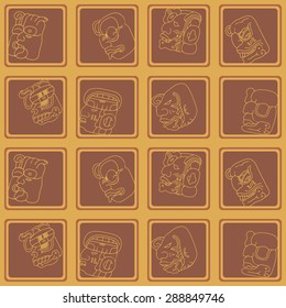Seamless background with Maya head numerals glyphs for your design