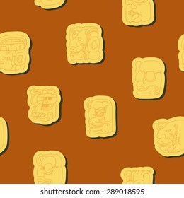 Seamless background with Maya head numerals glyphs for your design