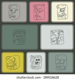 Seamless background with Maya head numerals glyphs for your design