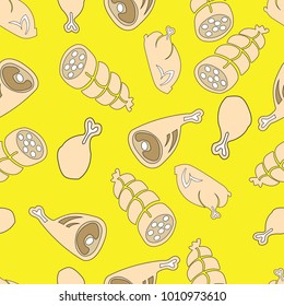 Seamless background with meat products