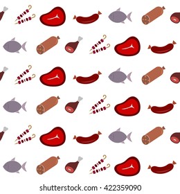 Seamless background with Meat products for your design