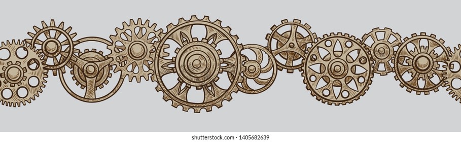 Seamless background of the mechanism with gears