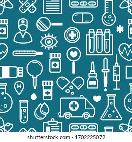 Seamless background of Medical icons. Vector illustration