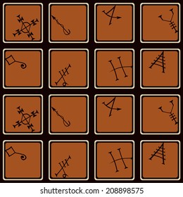 Seamless Background with Medieval Alchemical Signs of Grimoire Magic Book
