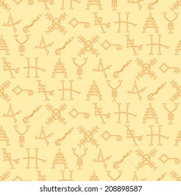Seamless Background with Medieval Alchemical Signs of Grimoire Magic Book