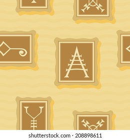 Seamless Background with Medieval Alchemical Signs of Grimoire Magic Book
