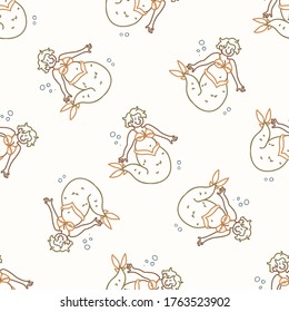 Sirvienta de fondo sin foco con burbujas patrón de bebé neutro de género. Sencillo color mínimo de la tierra. Papel tapiz infantil o caricatura de moda animal.