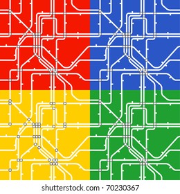 Seamless background of metro scheme. Four colors