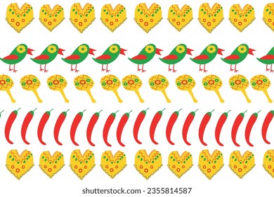 Seamless background with mexican culture clothes.