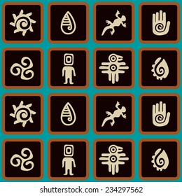 Seamless background with Mexican relics dingbats characters