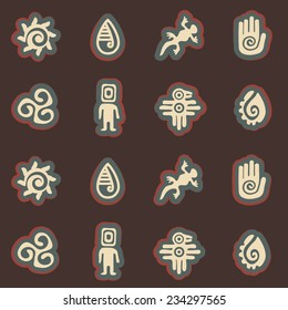 Seamless background with Mexican relics dingbats characters