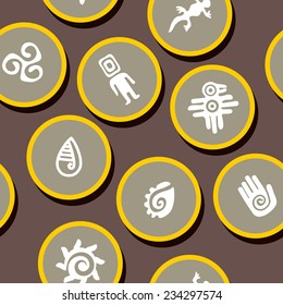 Seamless background with Mexican relics dingbats characters