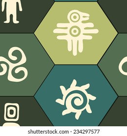 Seamless background with Mexican relics dingbats characters