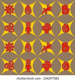 Seamless background with Mexican relics dingbats characters