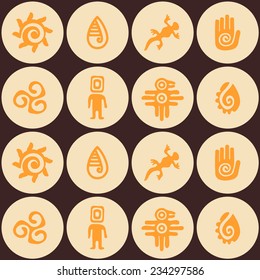 Seamless background with Mexican relics dingbats characters