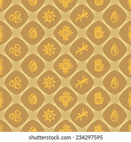 Seamless background with Mexican relics dingbats characters