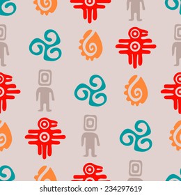 Seamless background with Mexican relics dingbats characters