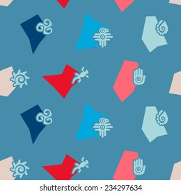Seamless background with Mexican relics dingbats characters
