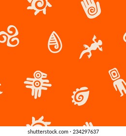 Seamless background with Mexican relics dingbats characters
