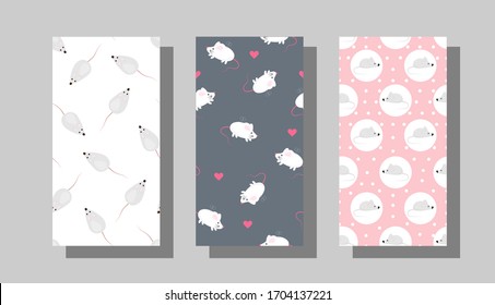 Seamless background with mice. Illustration of rats vector pattern. Cute children's seamless pattern in cartoon style. Vector graphics.