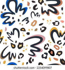 El fondo es impecable, con un diseño abstracto moderno y minimalista y manchas de piel de leopardo. Plantilla de diseño de estilo moderno
