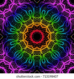 SEAMLESS BACKGROUND with modern design. Floral lace geometric ornament. black, rainbow color. vector. for print, fabric, wallpaper
